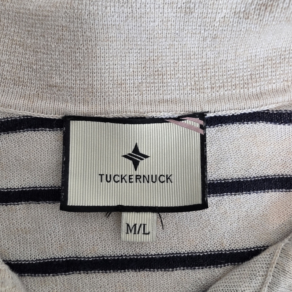 Tuckernuck Clayton Striped Knit Linen Polo Long Sleeve Sweater - Picture 4 of 9